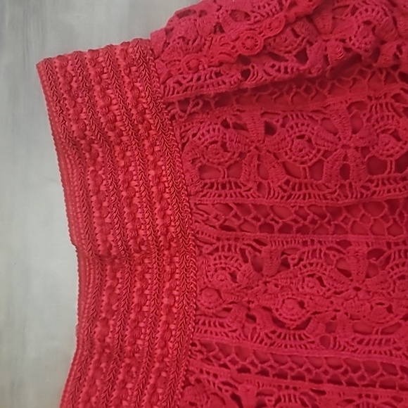 Rue 21 red crochet shorts stretchy elastic waist boho festival edm size large - Picture 2 of 7